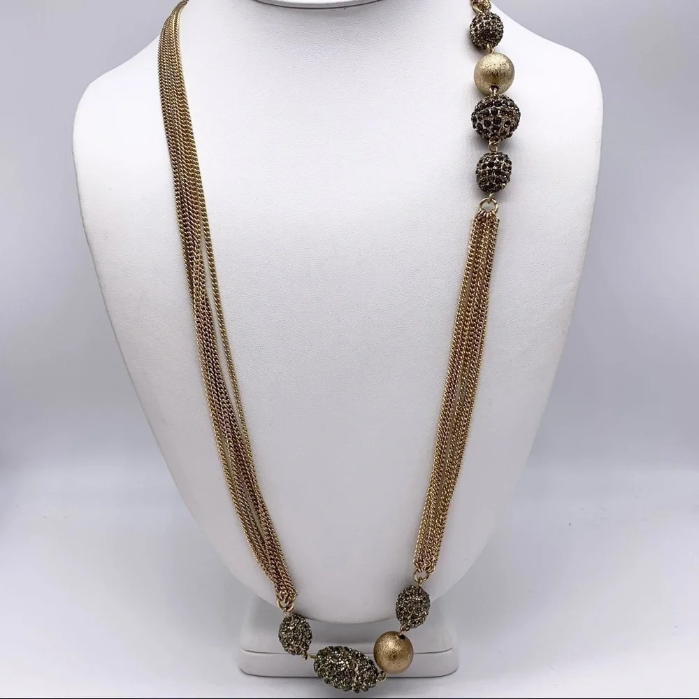 Chico’s Long Gold Multi-Strand Beaded Necklace